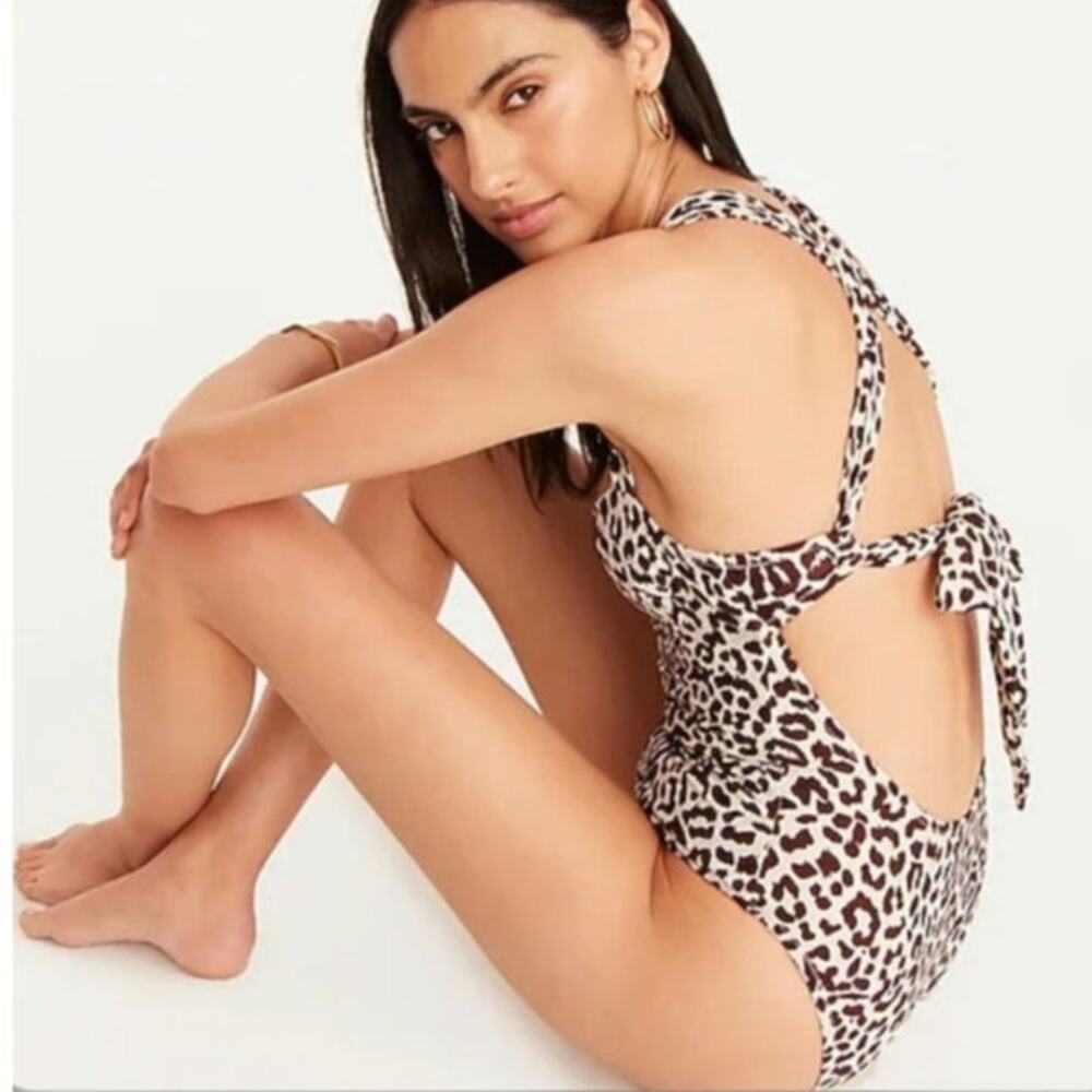 J. Crew Leopard Print One-Piece Swimsuit Size: 16
